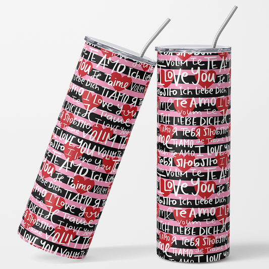 Printed Permanent Vinyl je t'aime Love Te amo 12x12 "