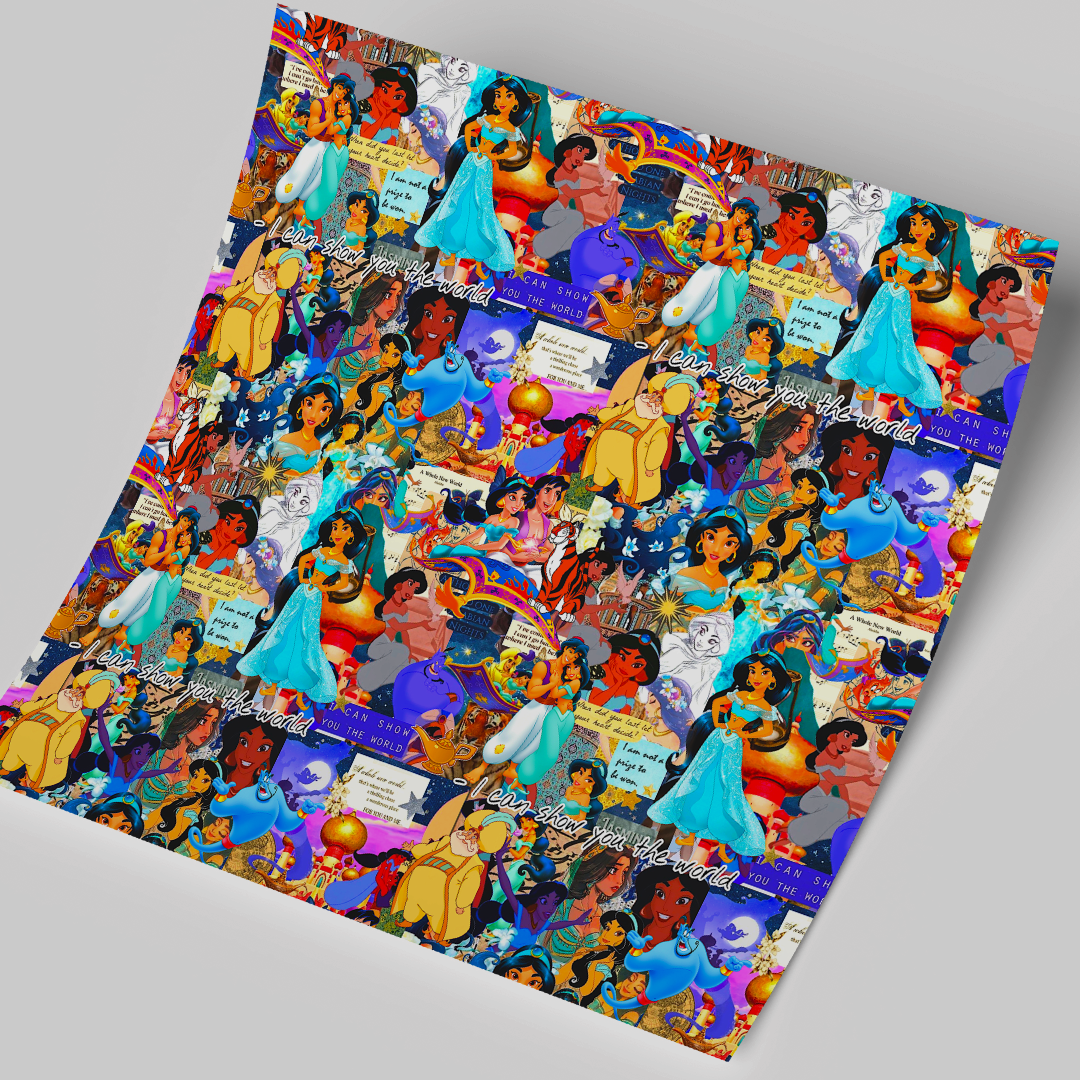 Printed Vinyl Sheet 12x12 " Permanent Vinyl - Princess Jasmine