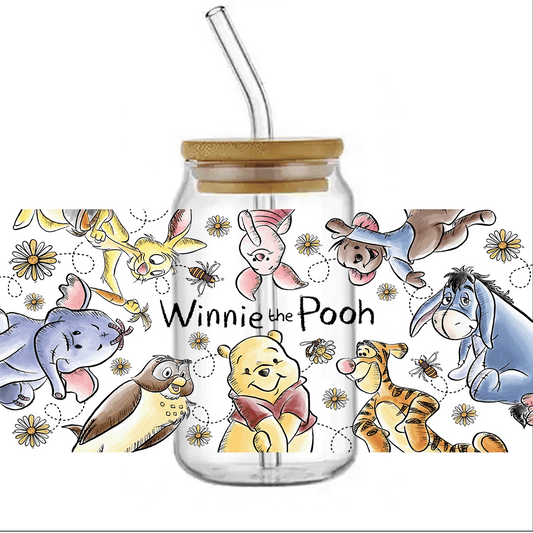 UV DTF Stickers Wrap - Winnie and friends Libbey cup Wrap