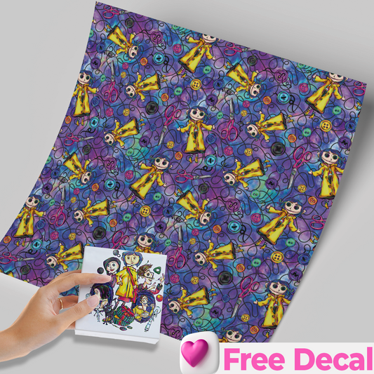 High-Quality Printed Adhesive Vinyl – Permanent Finish 12x12" CORALINE E / Free Uvdtd decal