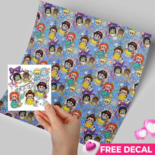 Printed Vinyl Sheet 12x12 " Permanent Vinyl - Little Bubu-princess