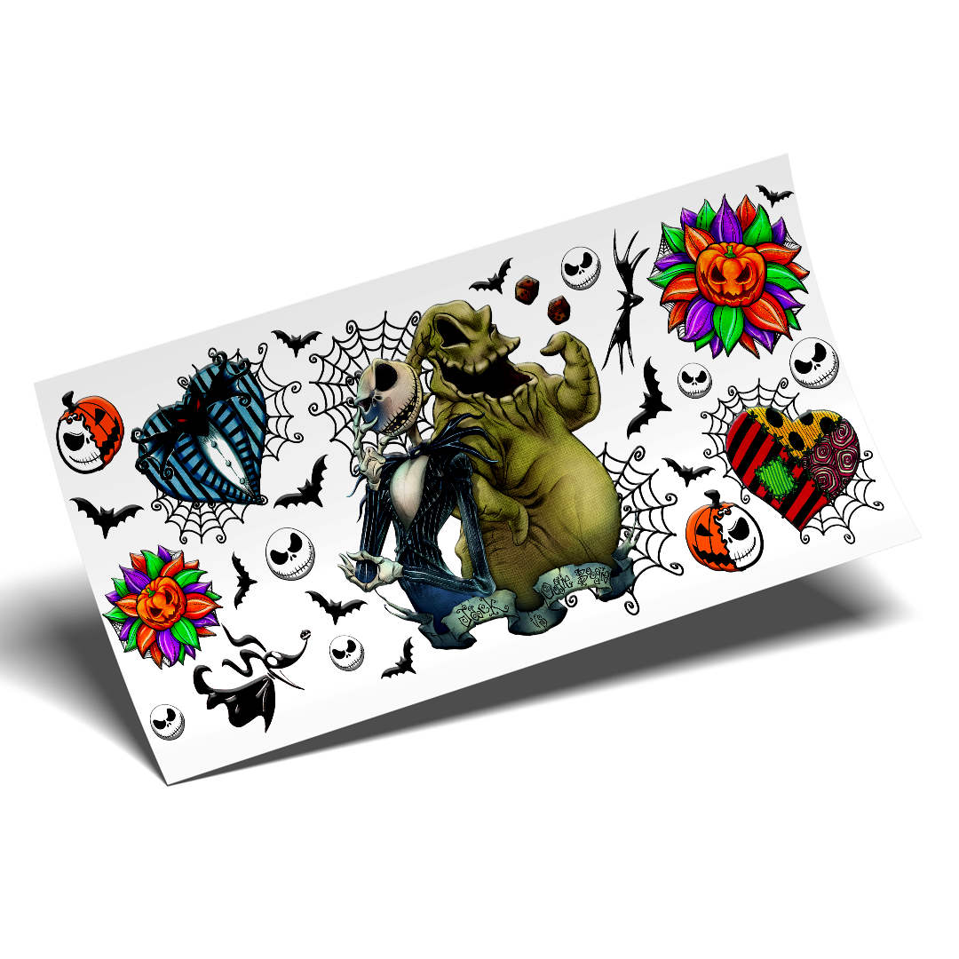 Cup Wrap Stickers UV DTF Wrap - Jack and Skeleton Pumpkin