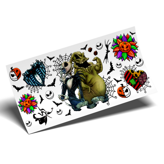 Cup Wrap Stickers UV DTF Wrap - Jack and Skeleton Pumpkin
