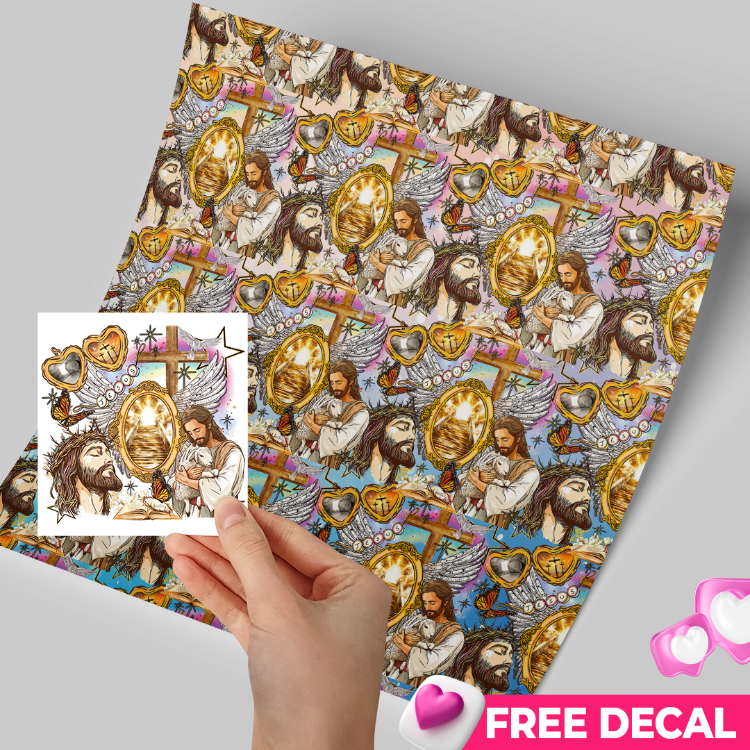 Printed Vinyl Sheet 12x12 " Permanent Vinyl - Jesus