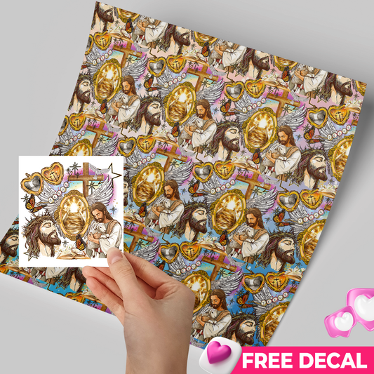Printed Vinyl Sheet 12x12 " Permanent Vinyl - Jesus