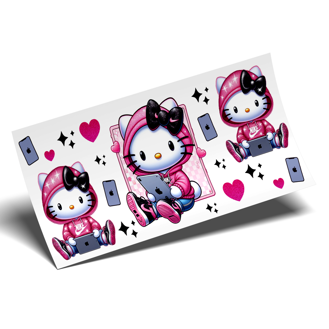 UV DTF Transfer cup wraps - Kitty is on the phone