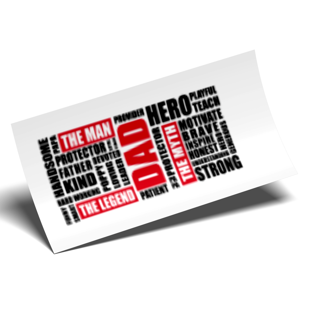 Cup Wrap Stickers UV DTF - DAD SUPER HERO LETTERS RED AND BLACK