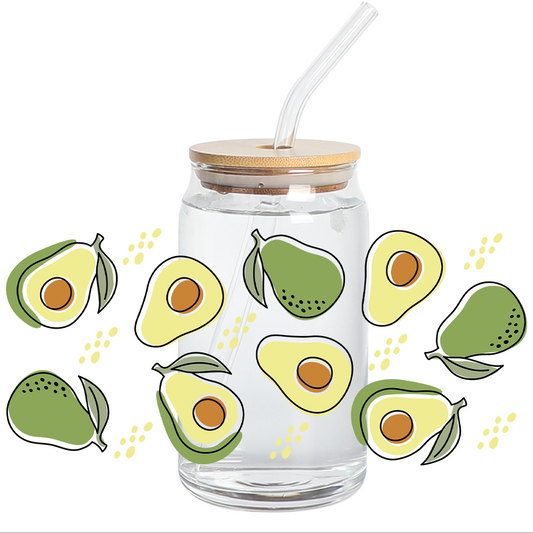 UV DTF Stickers Wrap - Stylish Avocados Libbey cup Wrap