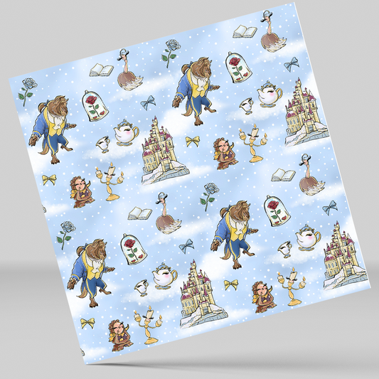 12x12 inches Belle Princess Beast Patterned Vinyl
