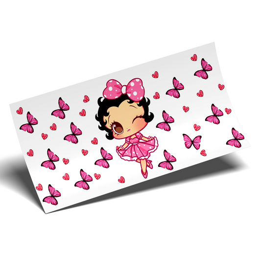 Cup Wrap Stickers UV DTF Wrap - Lady Fucsia 16oz Libbey cup Wrap