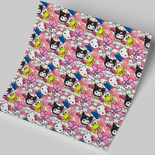 12x12" Permanent Printed Vinyl - Hello kitty Seamless