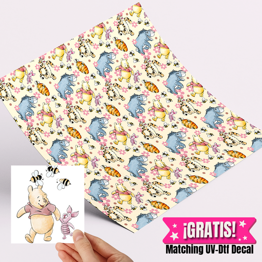 High Quality Printed Adhesive Vinyl – Permanent Finish 12x12" Yellow Bear / Free Uvdtd decal