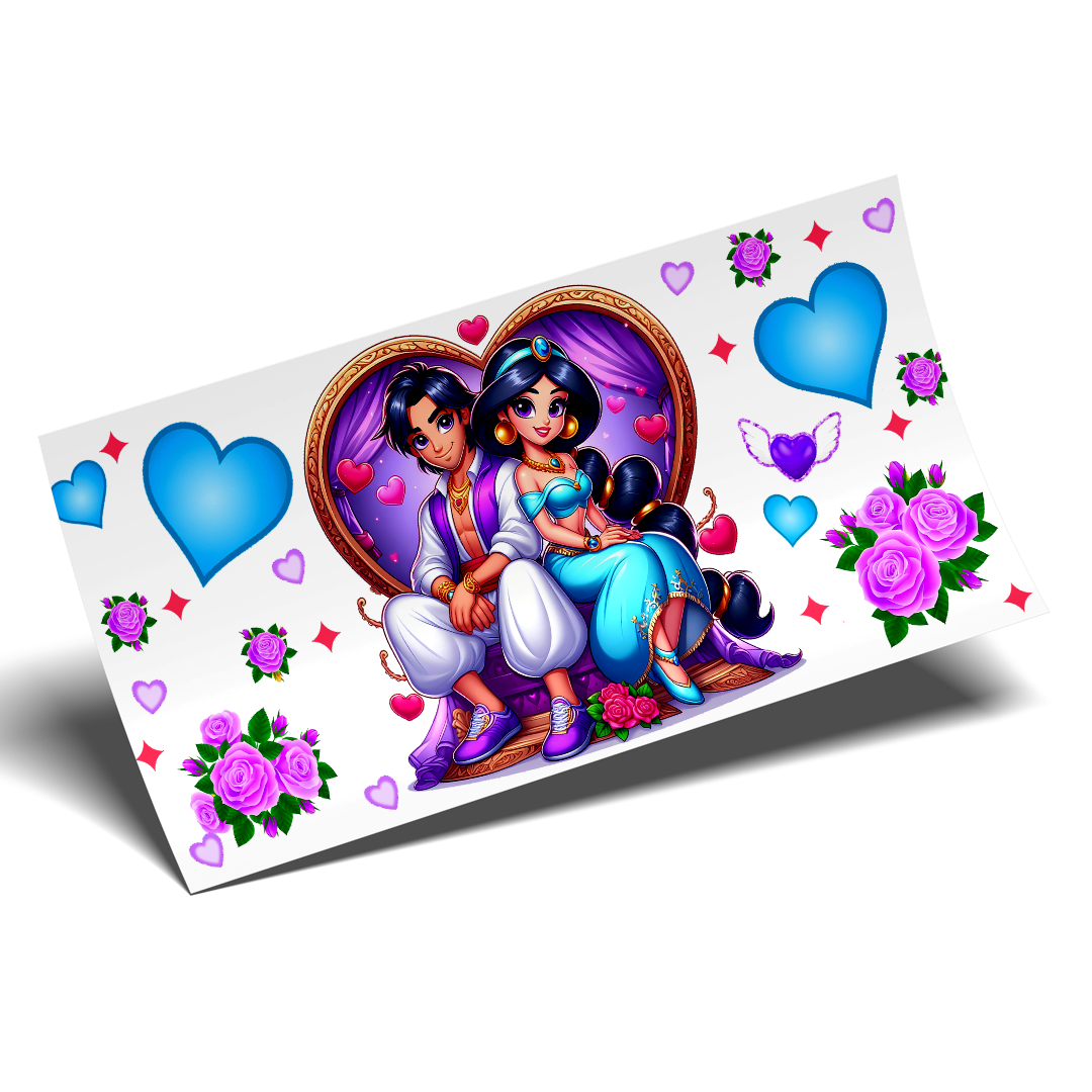 Cup Wrap Sticker - UV DTF transfer Jasmine Aladdin Love
