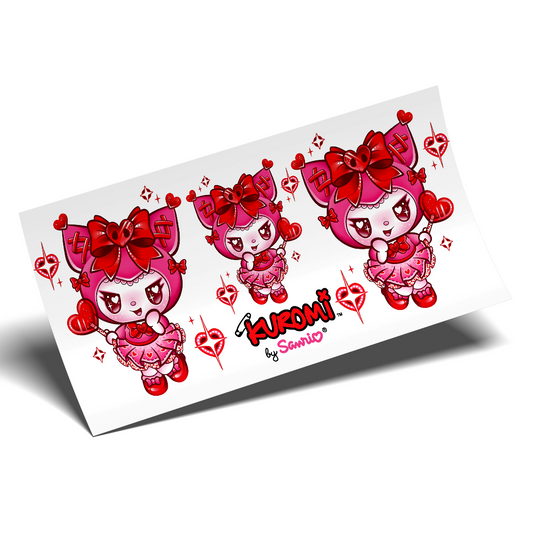 Cup Wrap Sticker UV DTF - Kuromi rojo candy heart lollipop
