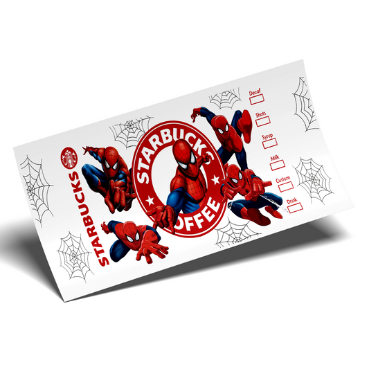 UV DTF Sticker Wrap - Spiderman coffee