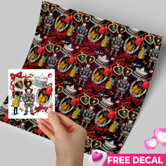Printed Vinyl Sheet 12x12 " Permanent Vinyl - Red Halloween
