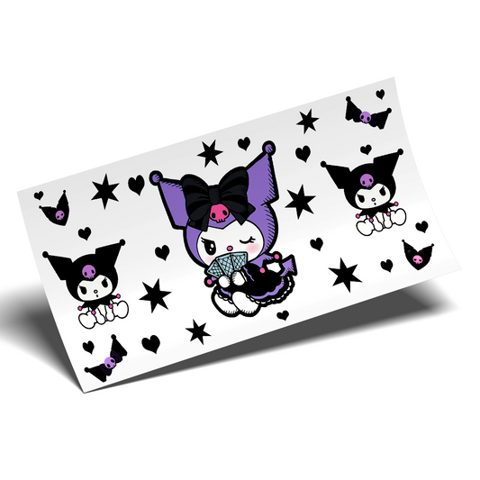 Cup Wrap Sticker UV DTF - 3 cards Black Kuromi Wrap