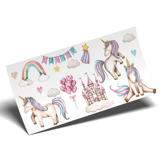 Cup Wrap Sticker UV DTF - Unicorn Castle