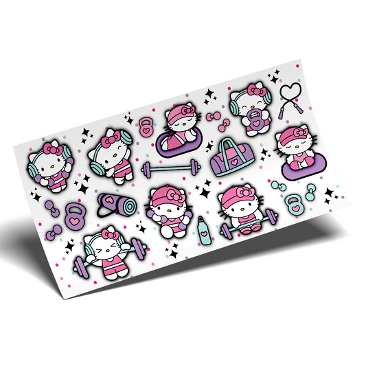 Cup Wrap Sticker UV DTF - Fitness Hello Kitty Libbey cup Wrap