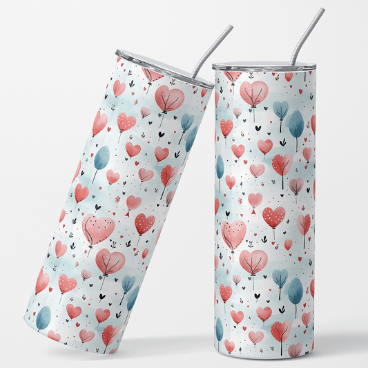 Floating Heart Balloons 12x12 " Printed Permanent Vinyl