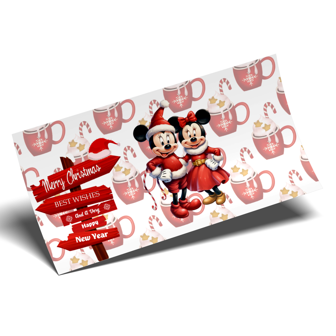 Cup Wrap Sticker - UV DTF transfer Mickey and Minnie christmas party coffee mugs