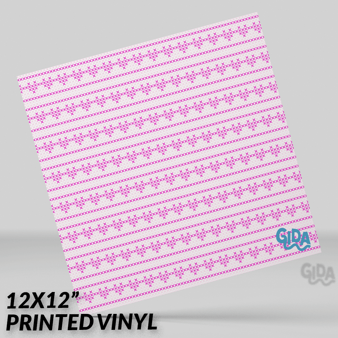 Valentines knitted Hearts 12x12" Vinyl