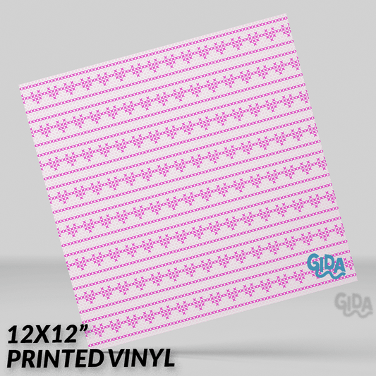 Valentines knitted Hearts 12x12" Vinyl