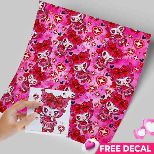 Printed Vinyl Sheet 12x12 " Permanent Vinyl - Rojo Red Lollipop Kuromi