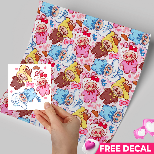 Printed Vinyl Sheet 12x12 " Permanent Vinyl - Labubu Coquettes