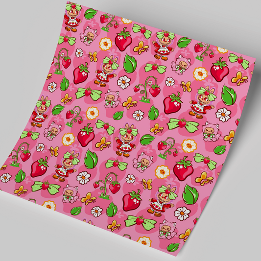 Printed Vinyl Sheet 12x12 " Permanent Vinyl - Labubu Strawberry Shortcake