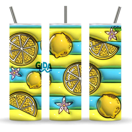 3D - Golden Lemons Summer Straight 20oz Tumbler wrap Vinyl