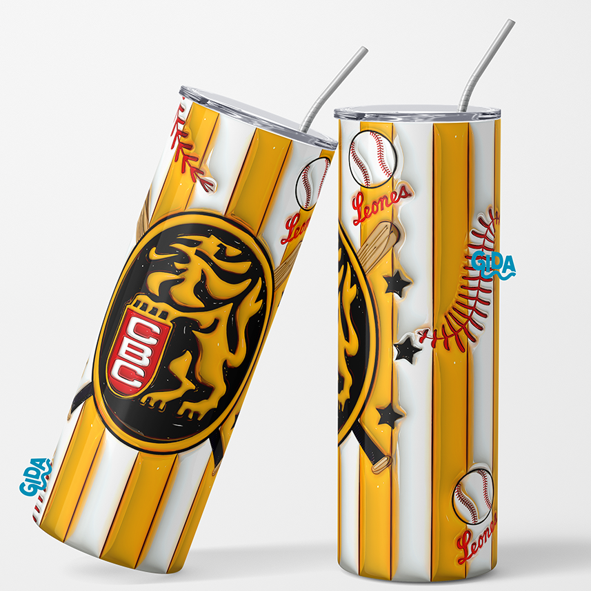 Printed Vinyl 3D - Yellow Version Venezuela Leones 20oz Straight Tumbler wrap Vinyl