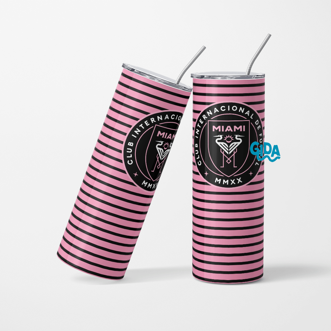 Lines Background Miami Soccer Logo Straight 20oz Tumbler wrap Vinyl