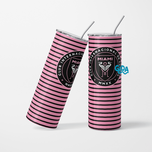 Lines Background Miami Soccer Logo Straight 20oz Tumbler wrap Vinyl