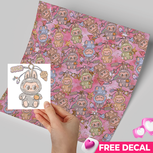 Printed Vinyl Sheet 12x12 " Permanent Vinyl - Labubu Keychain