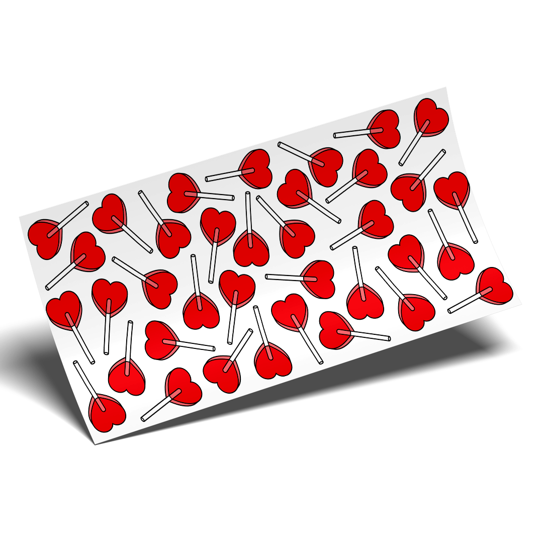 Cup Wrap Sticker - UV DTF Red Lollipops