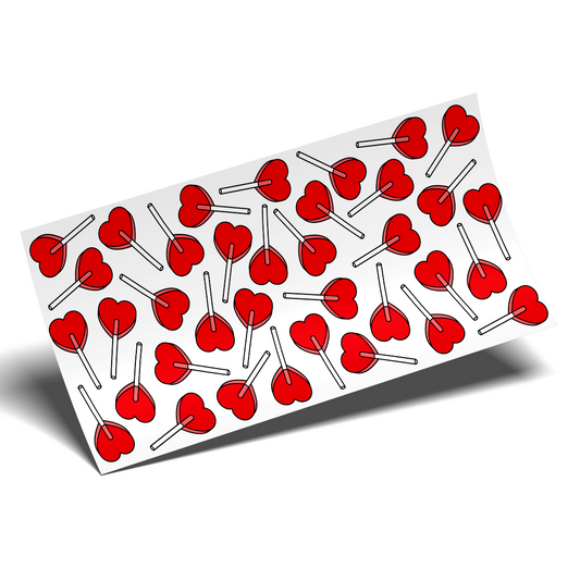 Cup Wrap Sticker - UV DTF Red Lollipops