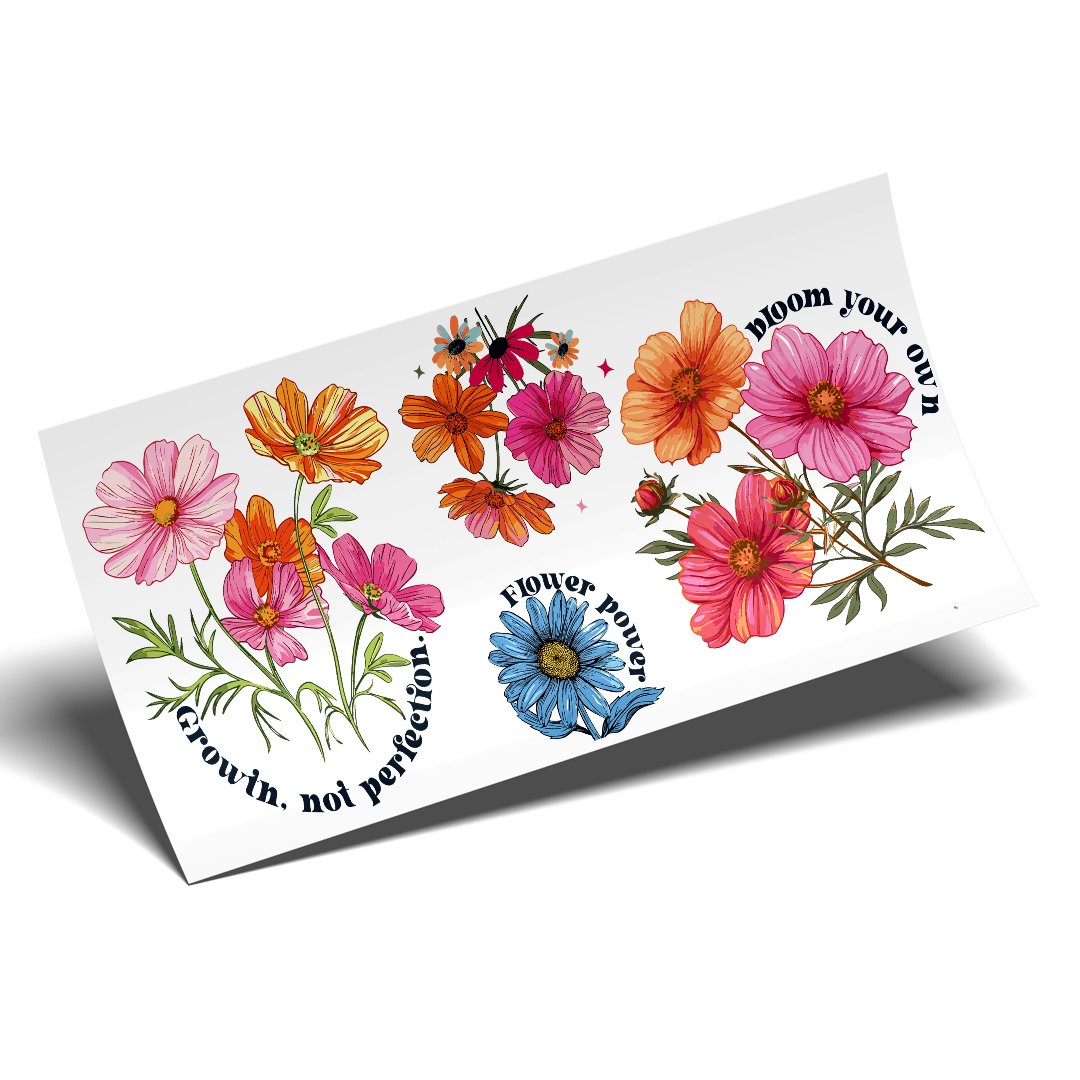 Cup Wrap Sticker - UV DTF Flower power