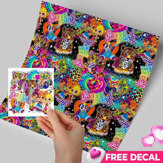 Printed Vinyl Sheet 12x12 " Permanent Vinyl - Lisa Frank inspired