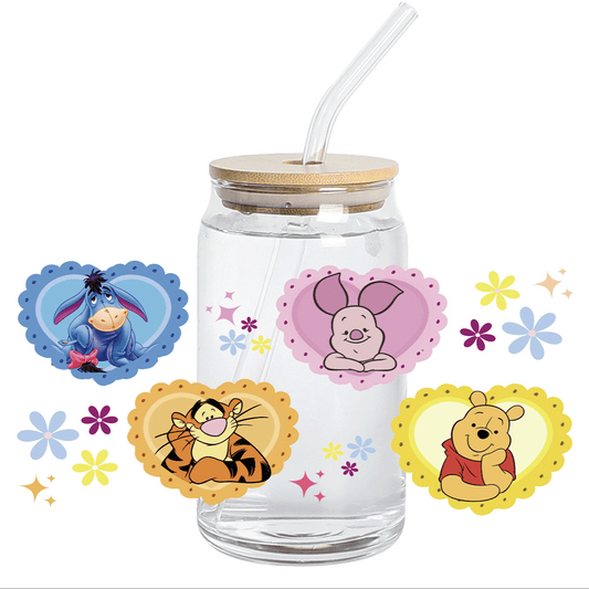 Cup Wrap UV DTF Stickers Wrap - Winnie big hearts Libbey cup Wrap