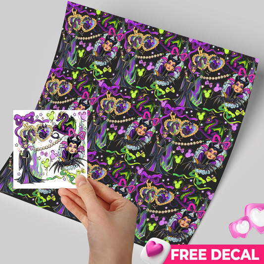 Printed Vinyl Sheet 12x12 " Permanent Vinyl - Free decal - Malefica