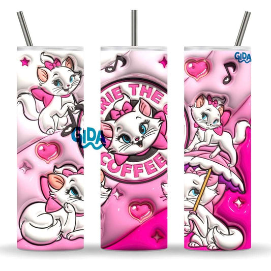 3D - Marie the cat Straight 20oz Tumbler wrap Vinyl
