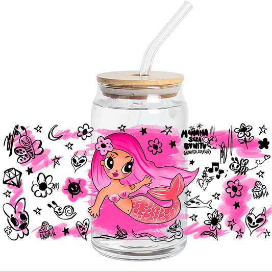 UV DTF WRAP - La Sirena Rosada Karol g Libbey cup Wrap - Stickers