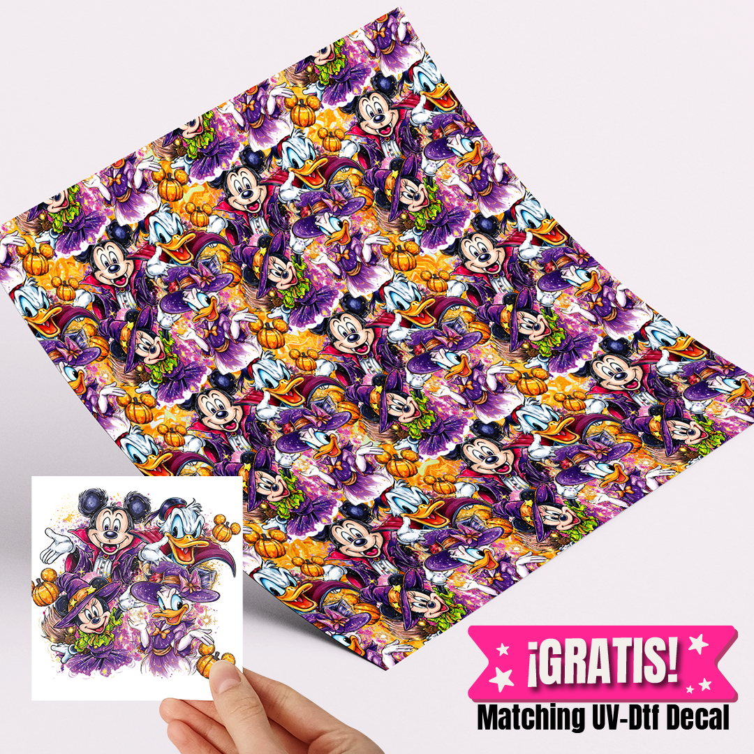 High Quality Printed Adhesive Vinyl – Permanent Finish 12x12" Mickey pumpkin / Free Uvdtd decal