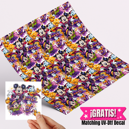 High Quality Printed Adhesive Vinyl – Permanent Finish 12x12" Mickey pumpkin / Free Uvdtd decal