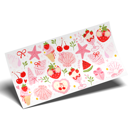 UV DTF Wrap Stickers - Strawberries Under the sea fresh summer