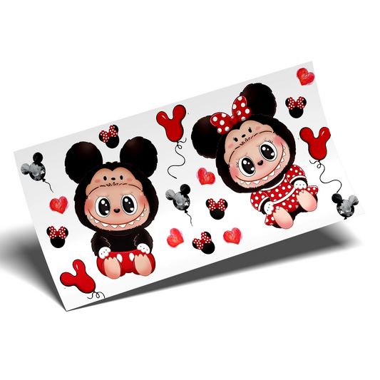 UV DTF Wrap Stickers - Labubu Mickey and Minnie