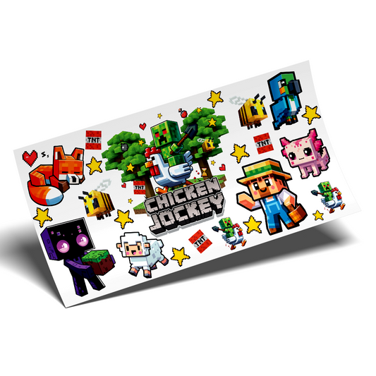 UV DTF Wrap Stickers - Minecraft Chicken jockey