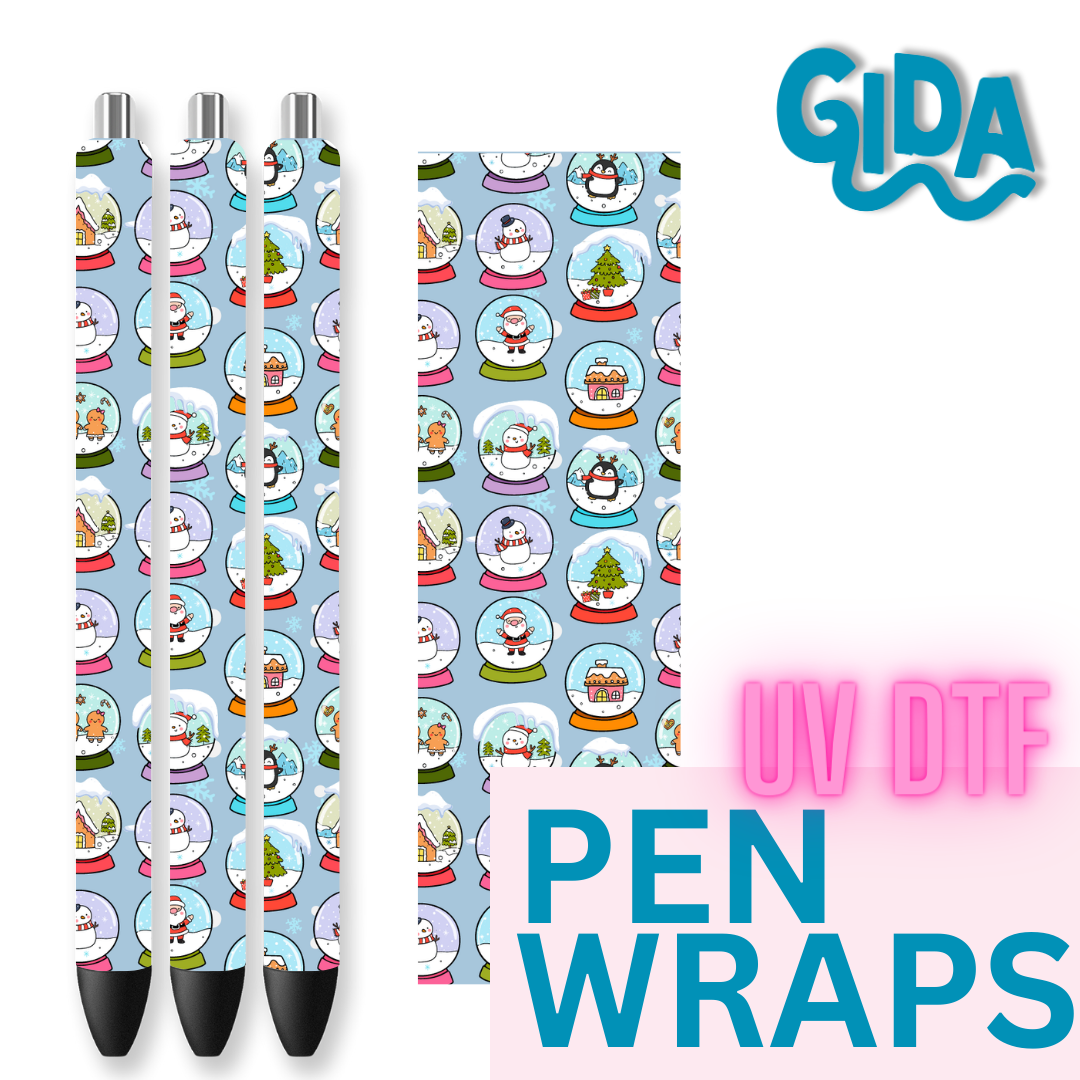 UV DTF - Mini snowglobes Christmas Pen Wrap