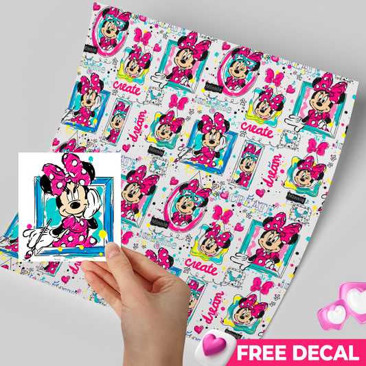 Printed Vinyl Sheet 12x12 " Permanent Vinyl - Free decal - Minnie Creative